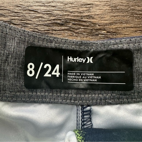NWT Hurley Boys 8 / 24 waist Obsidian check print board shorts Swimwear New - Picture 3 of 5